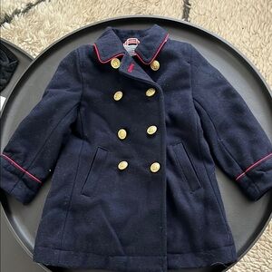 Petit Bateau Blue and Red Peacoat with Nautical Flair
